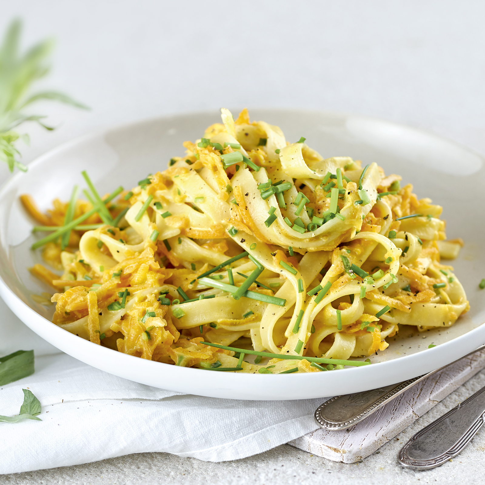 3 19 Tagliatelle In Feiner Moehren Estragon Schnittlauch Sosse 1600x1600px