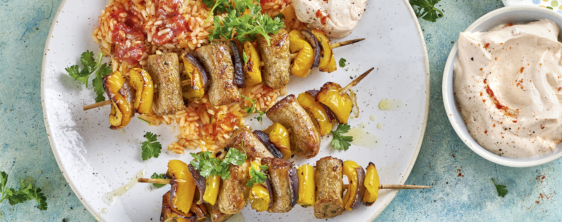 4 21 Paprika Schaschlik Mit Tomatenreis Und Dip 1920x760px