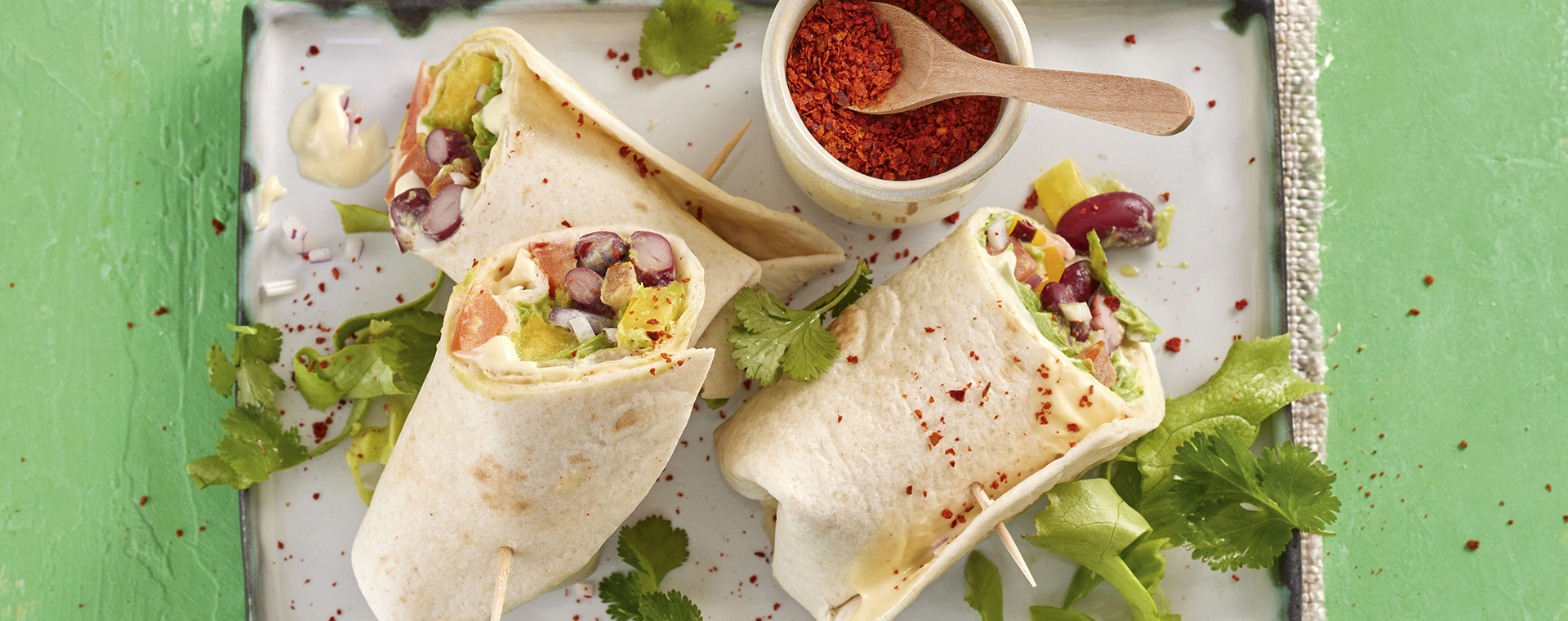 4 22 Burritos Mit Erbsenpueree Und Kidneybohnen 1920x760px