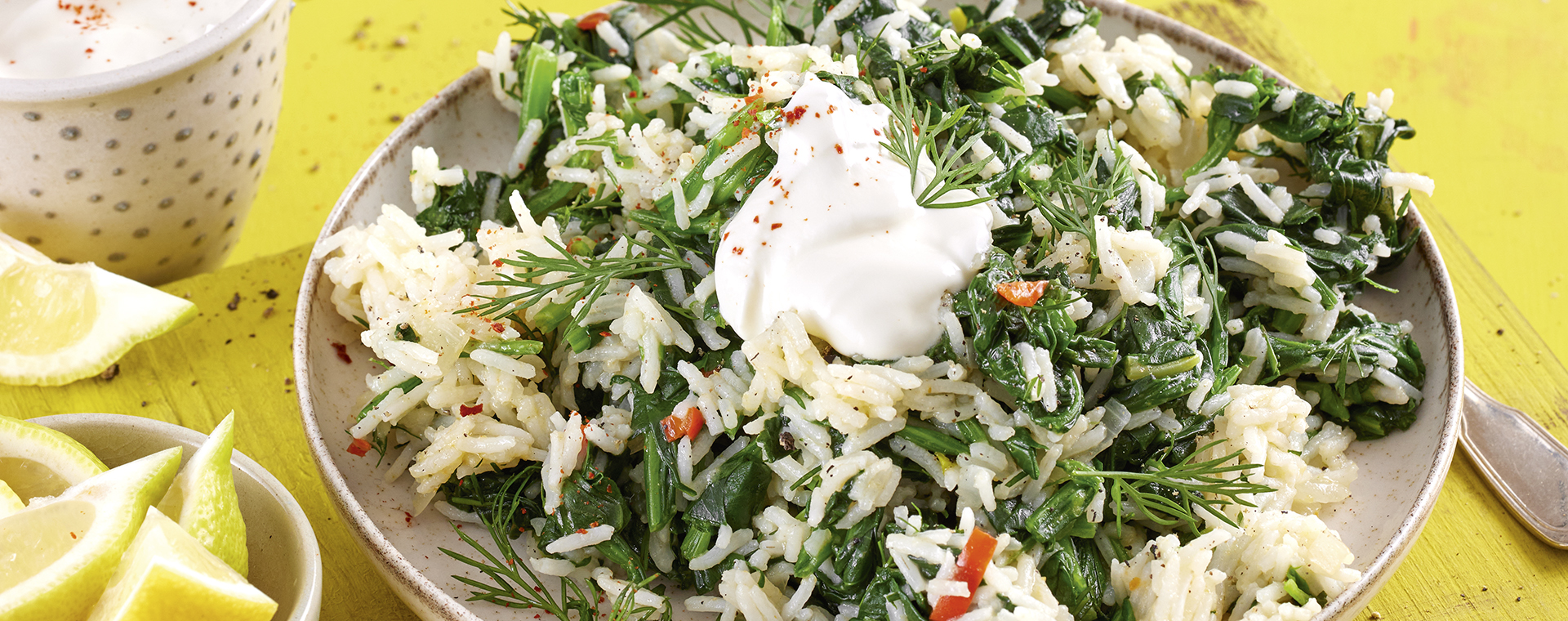 2 23 Griechischer Spinatreis Mit Joghurt 1920x760px