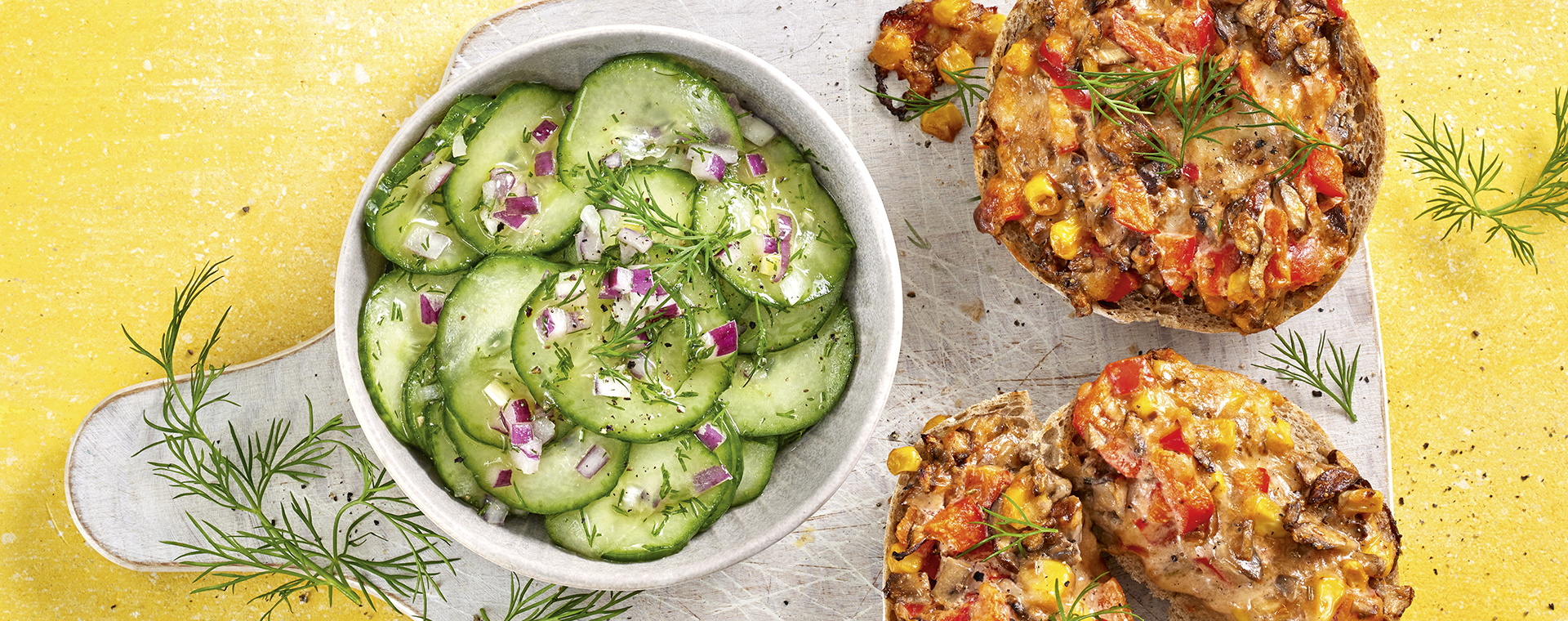 3 23 Pizzabroetchen Mit Gurkensalat 1920x760px