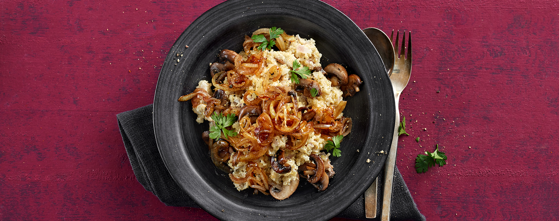 1 25 Pilz Quinotto Mit Balsamico Zwiebeln 1920x760px